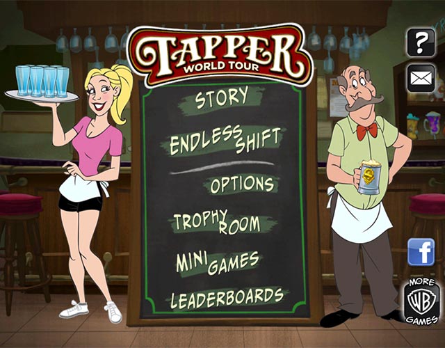 Artwork for the mobile video game Tapper: World Tour, artwork by Dragon''s Lair creator Don Bluth