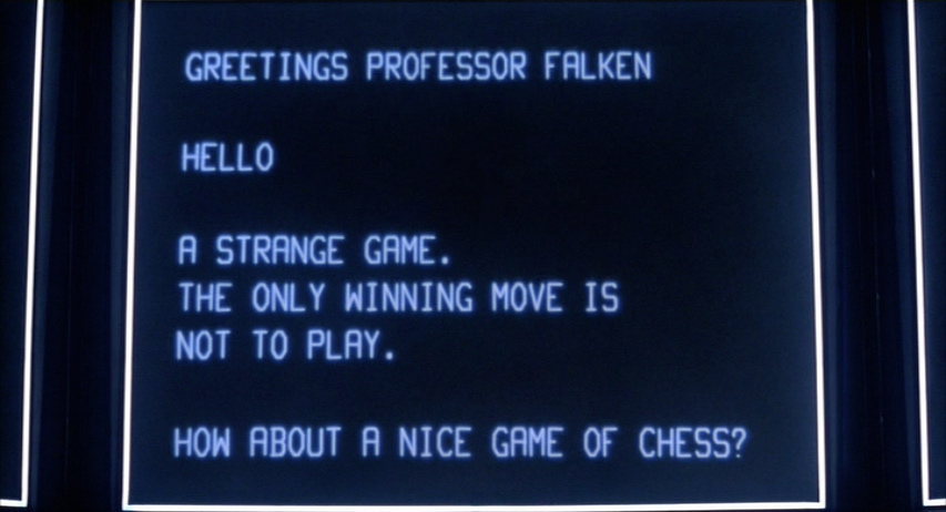 Still from WarGames, a video game themed movie by MGM/UA 1983