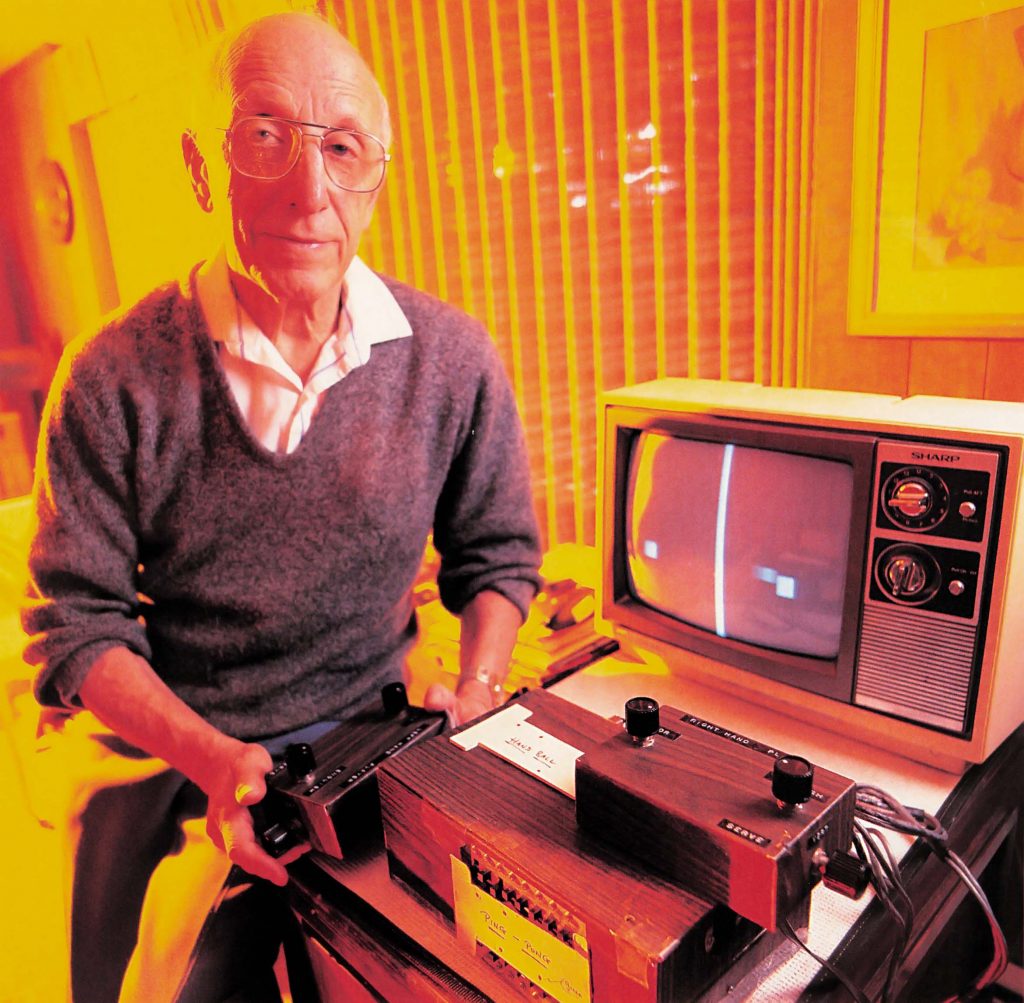 Inventor of video games Ralph Baer and the Brown Box prototype of the Magnavox Odyssey video game system