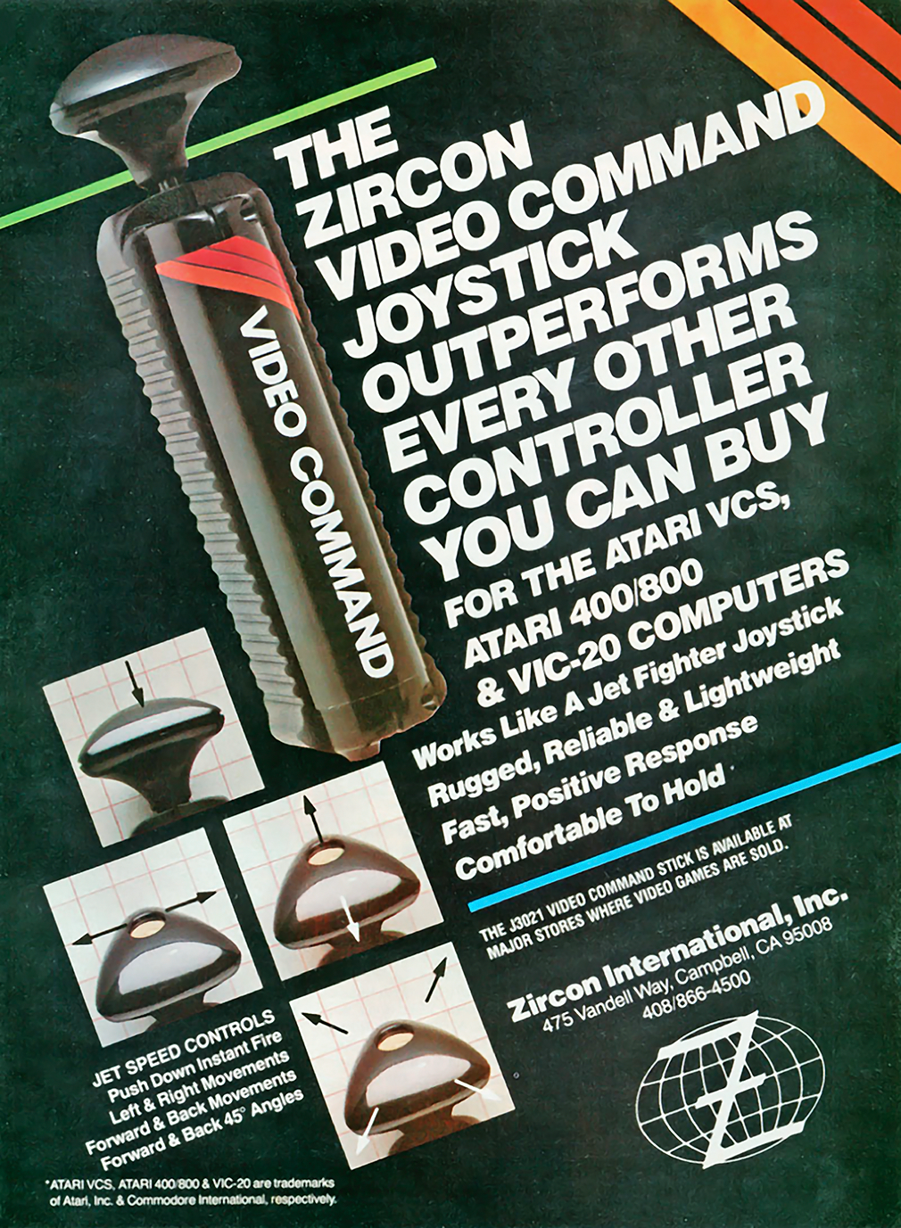 Magazine ad for the Video Command Joystick, by Zircon International