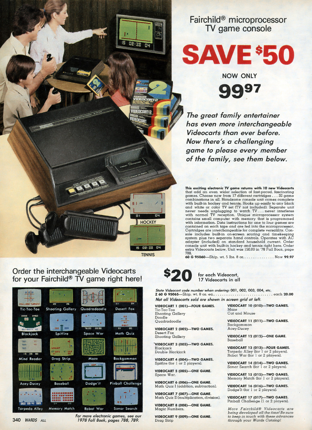 Page from 1978 Montgomery Wards Christmas catalog, featuring the Channel F, a home video game system by Fairchild