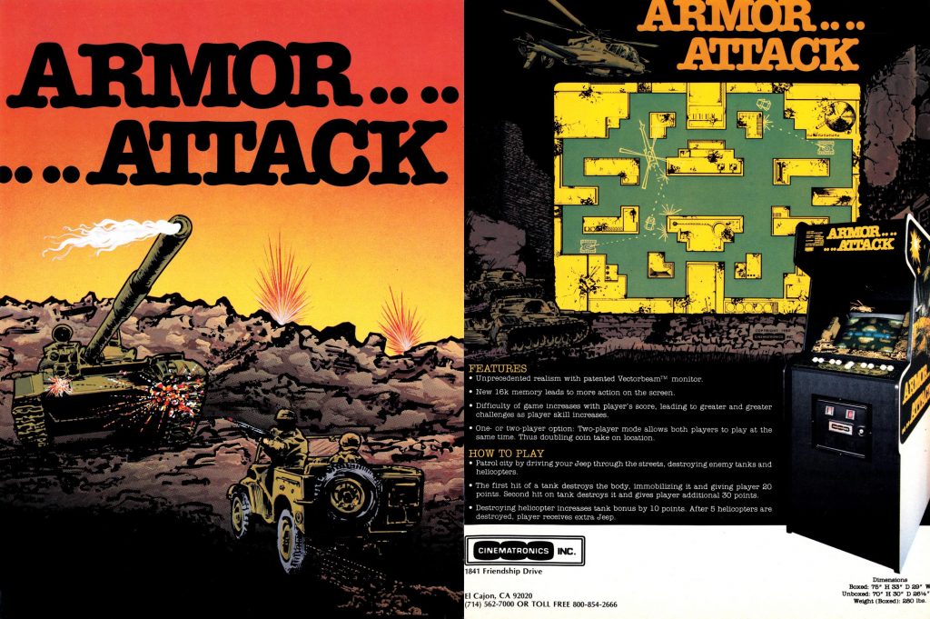 Armor Attack arcade video game by Tim Skelly