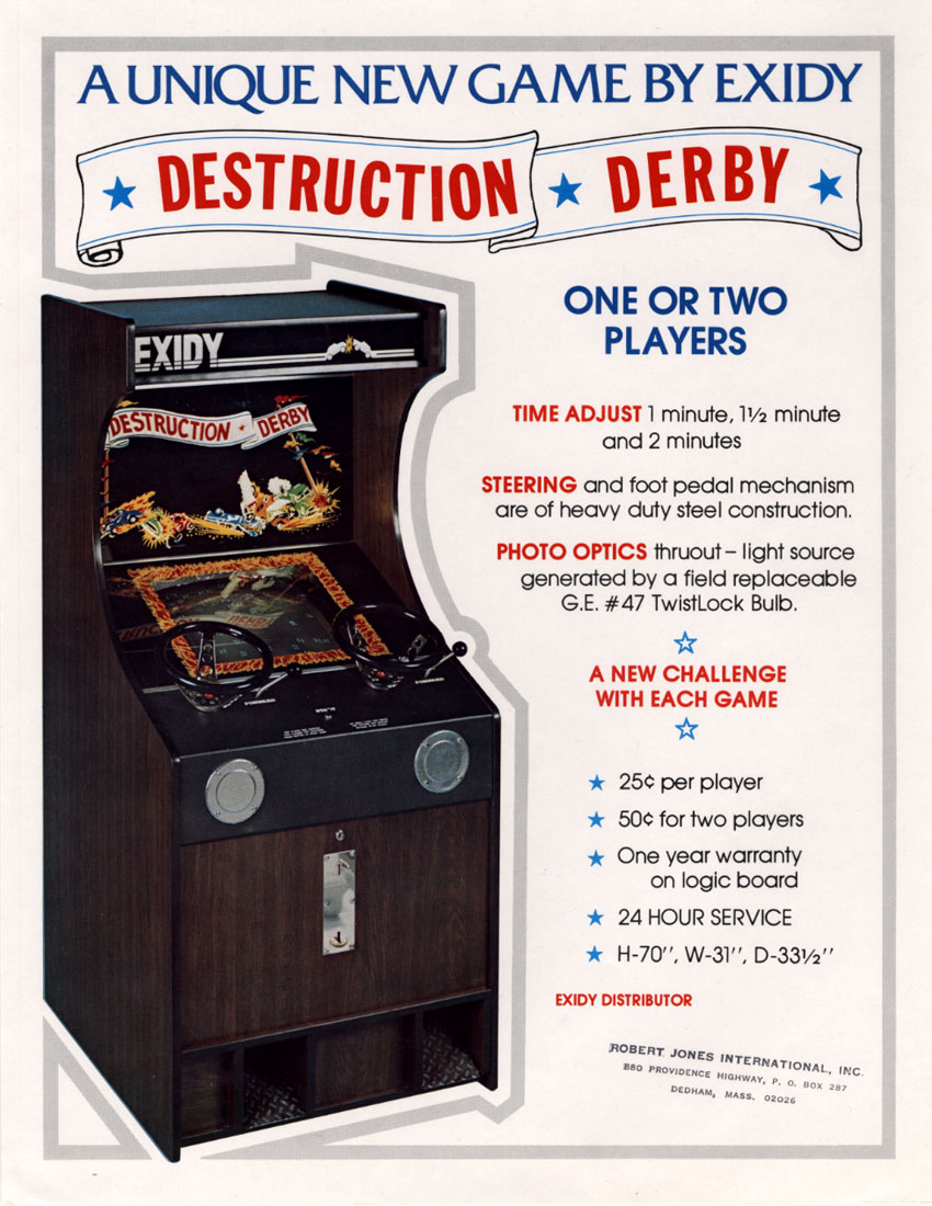 Flyer for Destruction Derby, an arcade video game by Exidy 1975