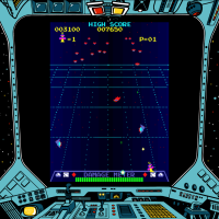 Gameplay image of Radarscope, an arcade video game by Nintendo 1981