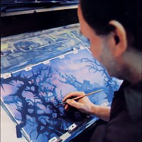Backgrounds being painted for Dragon's Lair, an arcade laser disc video game by Don Bluth, 1983