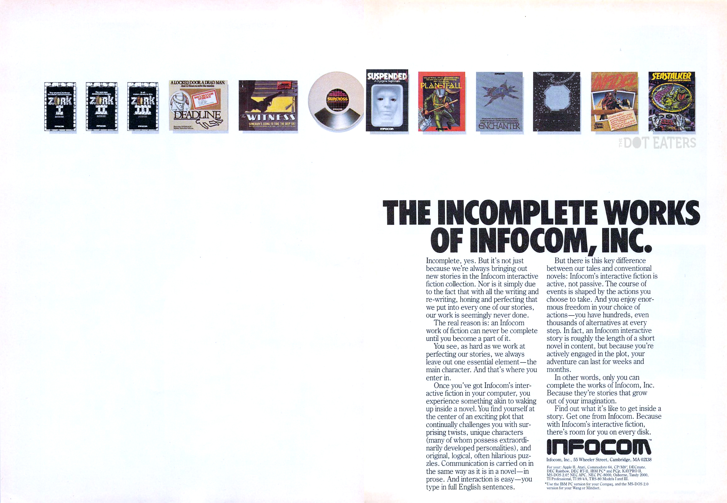 Ad for Infocom, a computer game company, 1984