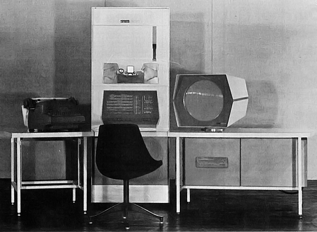 Image of A PDP-1 minicomputer, the same model used in the creation of Spacewar!