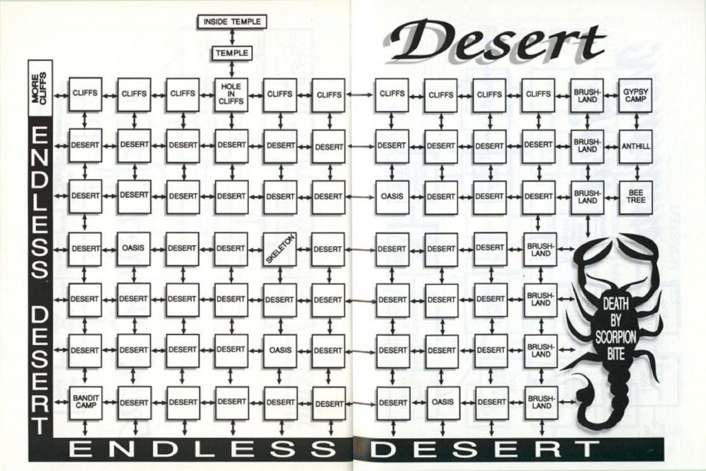 Map of the Endless Desert from computer adventure game King's Quest V