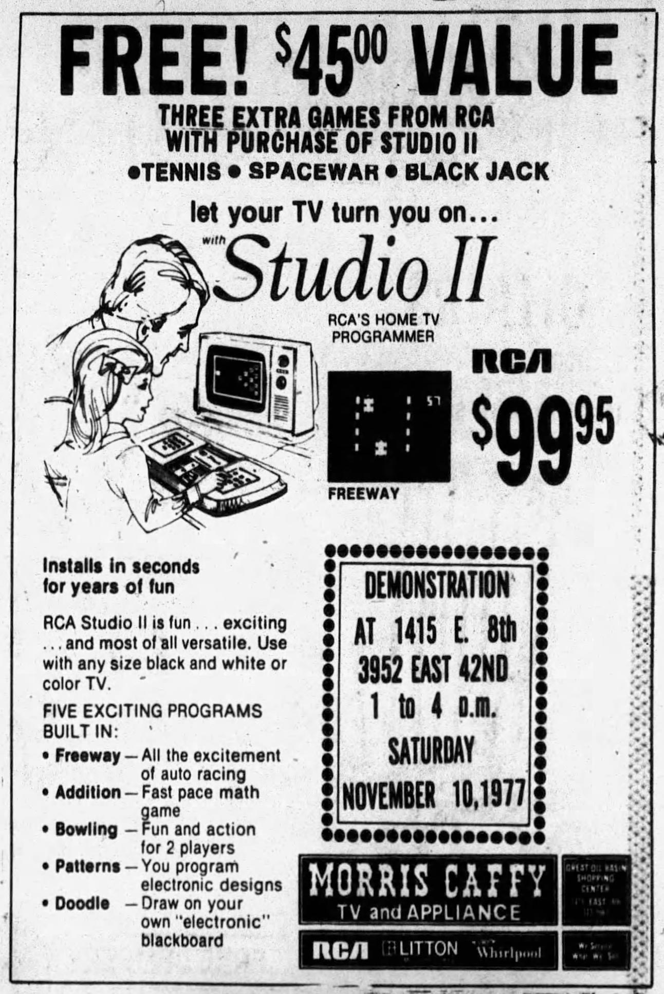 Ad for the Studio II, a home video game console by RCA