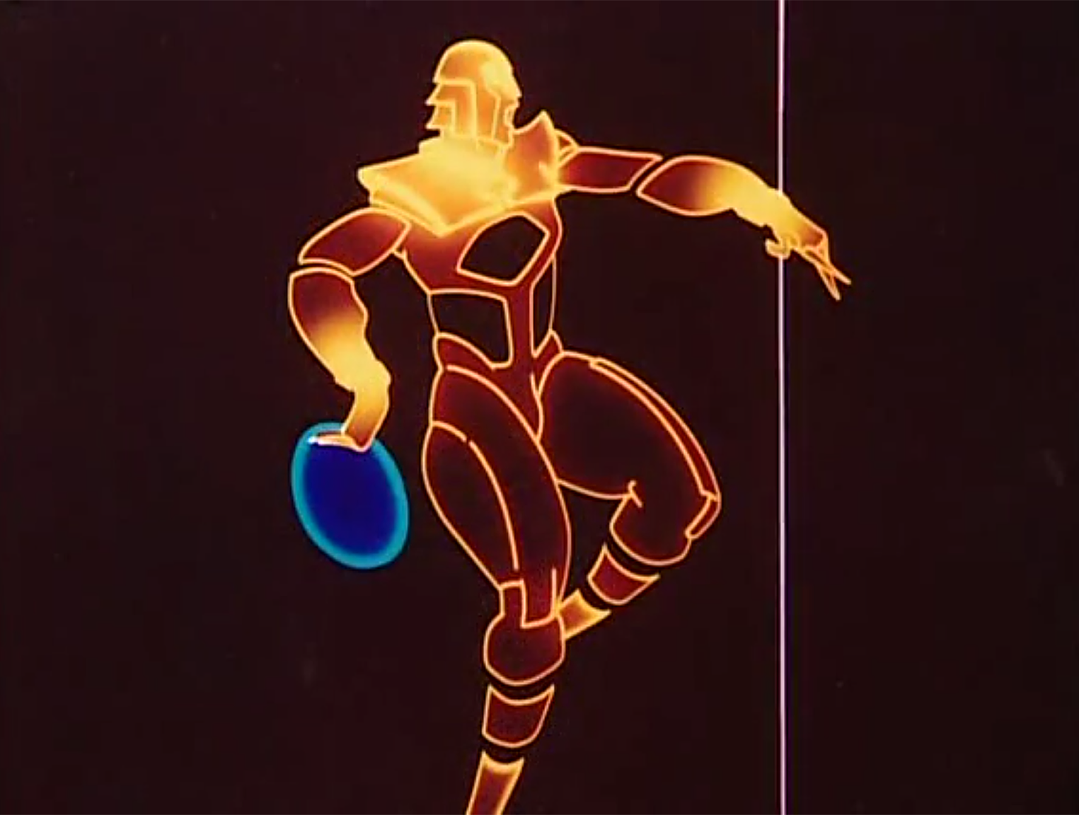 An early illustration of Tron, a character from the video game themed movie by Disney 1982
