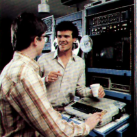 Laurent Bassett and Frank Serafine, sound effects editors on TRON, a video game themed movie by Disney 1982
