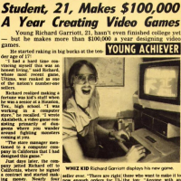 National Enquirer article featuring Richard Garriott/Lord British, creator of computer video game Ultima
