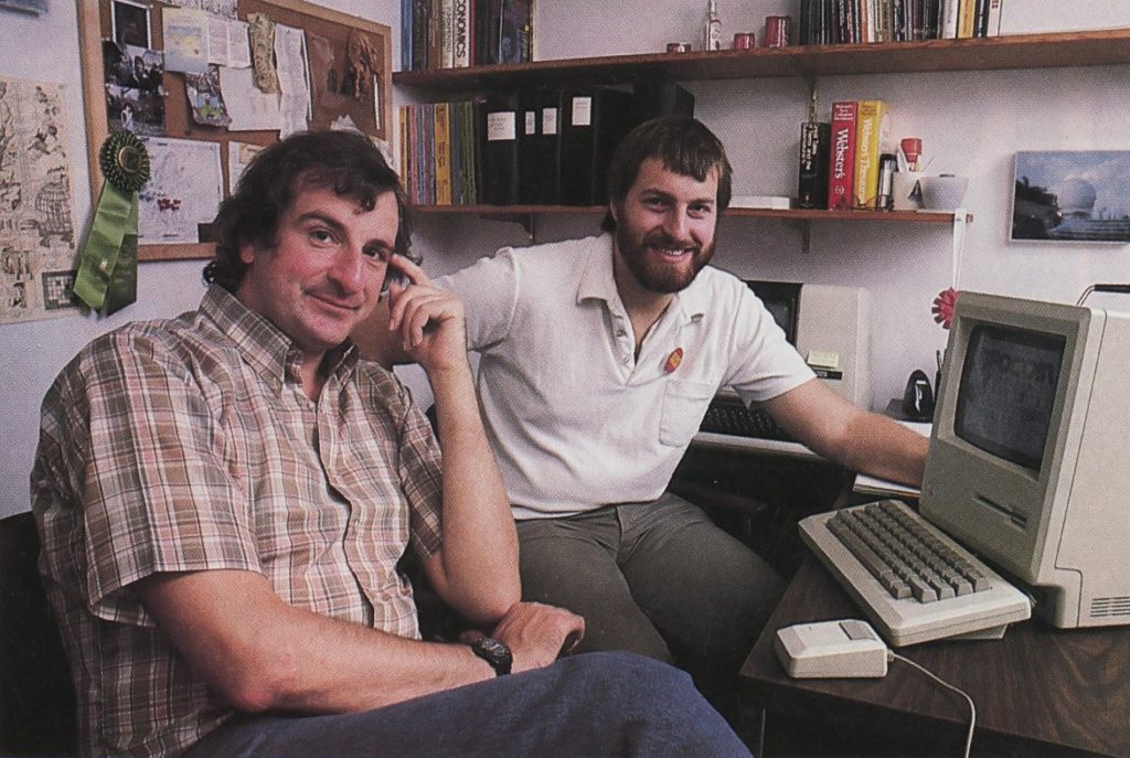 Author Douglas Adams with Infocom game designer Steve Meretzky
