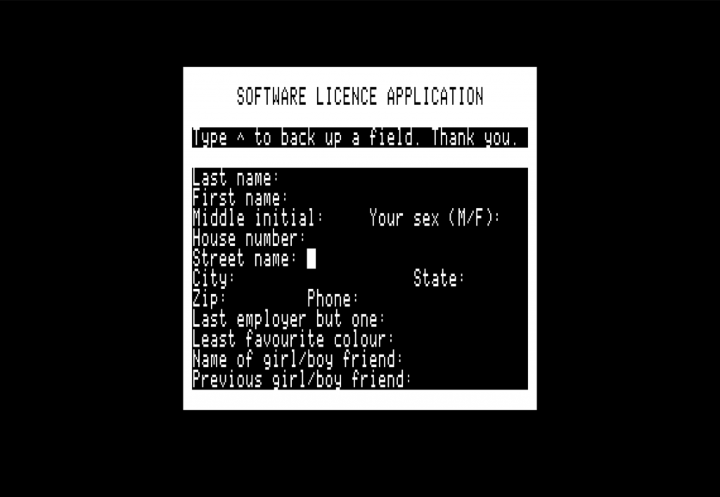 Snap of Bureaucracy, a Douglas Adams computer text adventure for Infocom 1987
