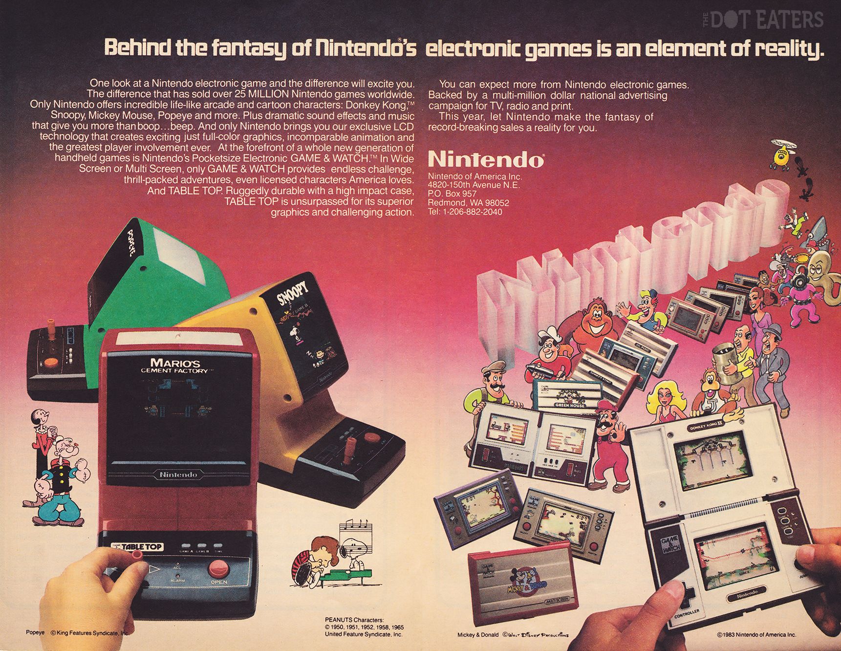 Ad for Nintendo video game tabletop and handheld games, 1983