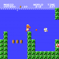 Super Mario Bros., a video game for the Famicom by Nintendo 1985